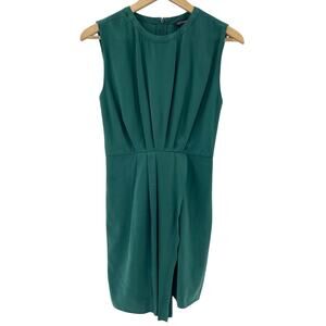 Club Monaco Kelly Green Sleeveless Faux Wrap Knee Length Casual Office Dress  00
